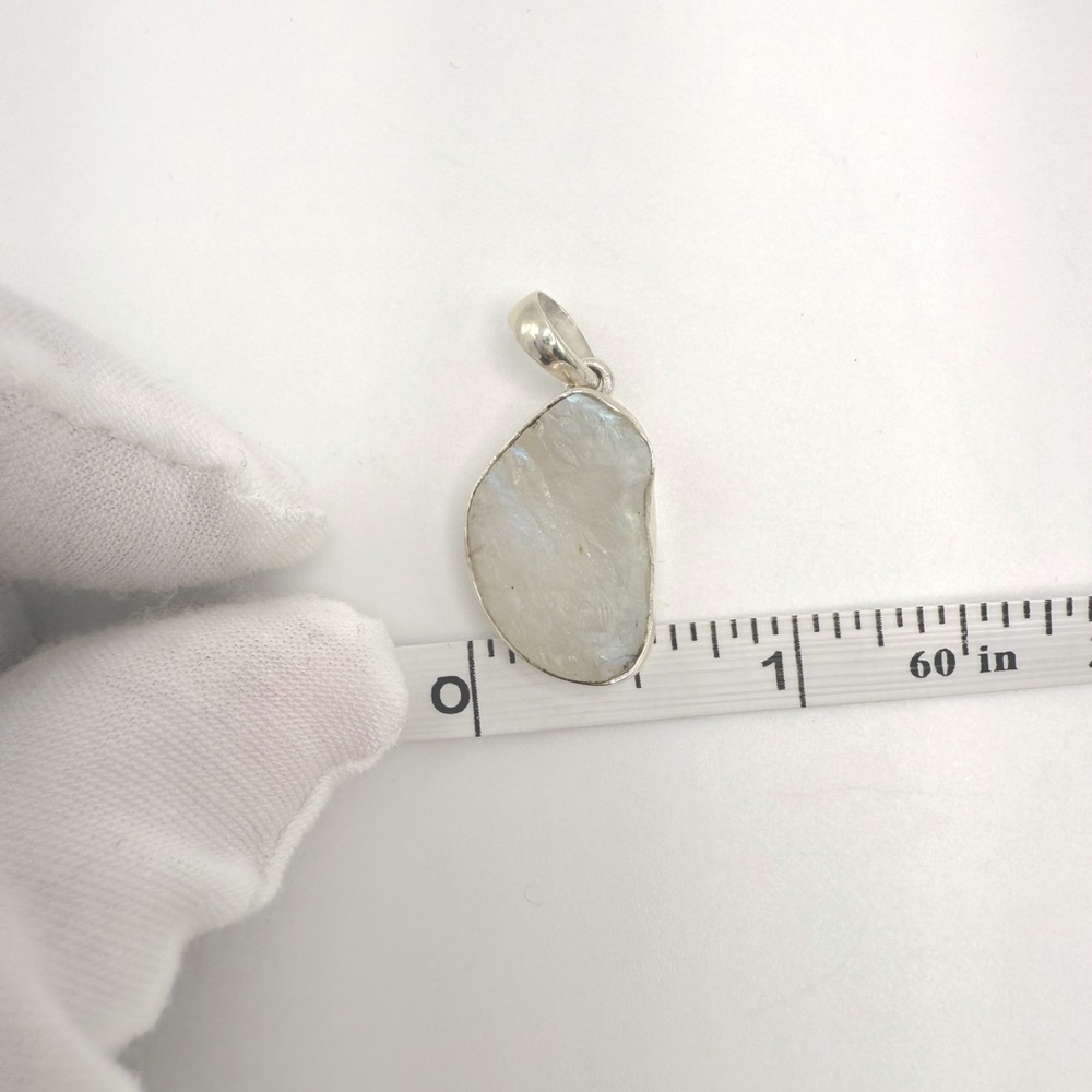 Rainbow Moonstone Rough .925 Sterling Silver Pendant - Picture 16 of 16